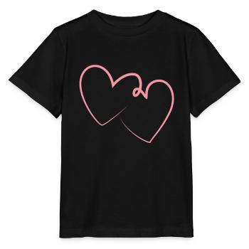 Doppeltes Herz In Rosa - Stanley/Stella Kinder T-Shirt MINI CREATOR  - Schwarz - Vorne - Mikhail (115cm)