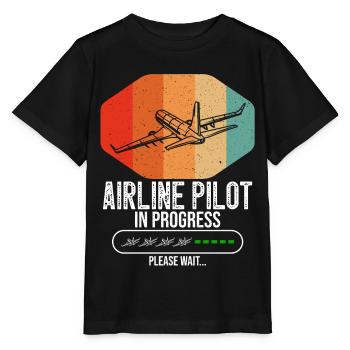 Airline Pilot In Progress Future Airline Pilot Kid - Stanley/Stella Kinder T-Shirt MINI CREATOR  - Schwarz - Vorne - Mikhail (115cm)