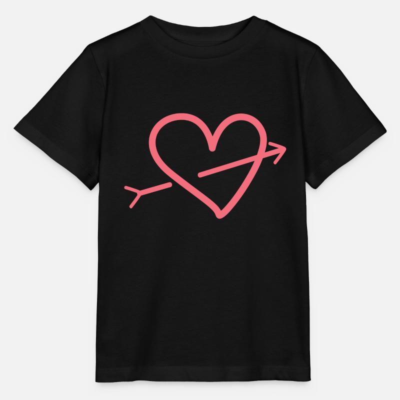 Cœur rose avec flèche - T-shirt bio MINI CREATOR Stanley/Stella Enfant - noir