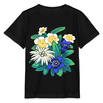 Autriche Fleurs Fleurs Montagnes Montagnes Nature Flore - T-shirt bio MINI CREATOR Stanley/Stella Enfant - noir - Devant - Mikhail (115cm)