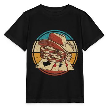 Poker Cards Casino Poker Chips Play Poker Retro - Stanley/Stella MINI CREATOR Kids’ T-Shirt - black - Front - Mikhail (115cm)