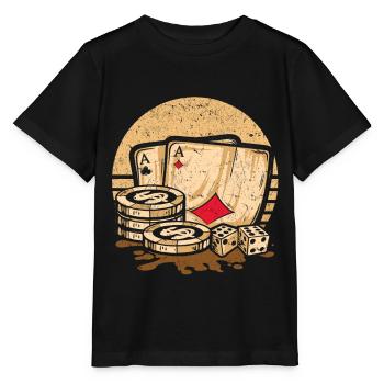 Retro Poker Casino Cartes de Poker & Jetons de Poker - T-shirt bio MINI CREATOR Stanley/Stella Enfant - noir - Devant - Mikhail (115cm)