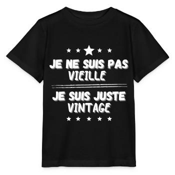 Je ne suis pas vieille je suis juste vintage Blanc - T-shirt bio MINI CREATOR Stanley/Stella Enfant - noir - Devant - Mikhail (115cm)