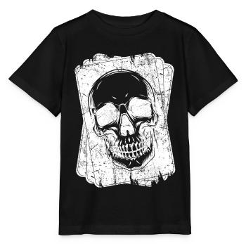 Joueur de poker Cartes à jouer Poker Skull - T-shirt bio MINI CREATOR Stanley/Stella Enfant - noir - Devant - Mikhail (115cm)
