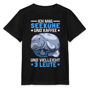 Seekühe und Kaffee Manati Meeressäuger Seekuh - Stanley/Stella Kinder T-Shirt MINI CREATOR  - Schwarz - Vorne - Mikhail (115cm)