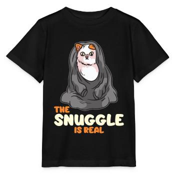 The Snuggle is a real cat in a blanket - Stanley/Stella MINI CREATOR Kids’ T-Shirt - black - Front - Mikhail (115cm)