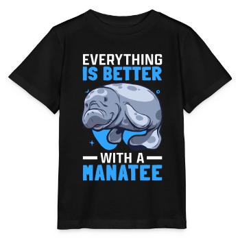 Alles ist besser mit Seekühen Manati Seekuh - Stanley/Stella Kinder T-Shirt MINI CREATOR  - Schwarz - Vorne - Mikhail (115cm)