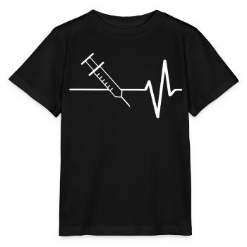 Syringe With ECG line - Stanley/Stella MINI CREATOR Kids’ T-Shirt - black - Front - Mikhail (115cm)