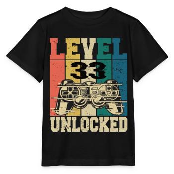 Level 33 Unlocked - Stanley/Stella MINI CREATOR Kids’ T-Shirt - black - Front - Mikhail (115cm)