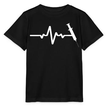 Syringe On ECG line - Stanley/Stella MINI CREATOR Kids’ T-Shirt - black - Front - Mikhail (115cm)