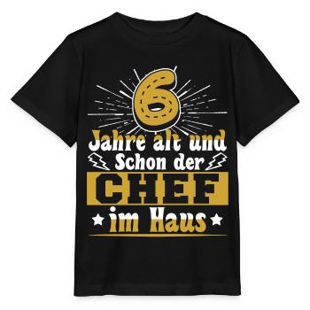 6 Jahre alt und schon der Chef 6. Geburtstag - Stanley/Stella Kinder T-Shirt MINI CREATOR  - Schwarz - Vorne - Mikhail (115cm)