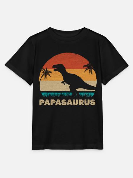 PapaSaurus T-Rex Daddy Dinosaurier Passende - Stanley/Stella T-shirt MINI CREATOR til børn - sort