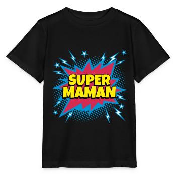 Super Maman super héro supermaman - T-shirt bio MINI CREATOR Stanley/Stella Enfant - noir - Devant - Mikhail (115cm)