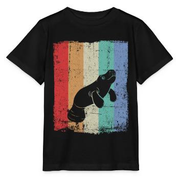 Manatees Funny Manatee - Stanley/Stella MINI CREATOR Kids’ T-Shirt - black - Front - Mikhail (115cm)