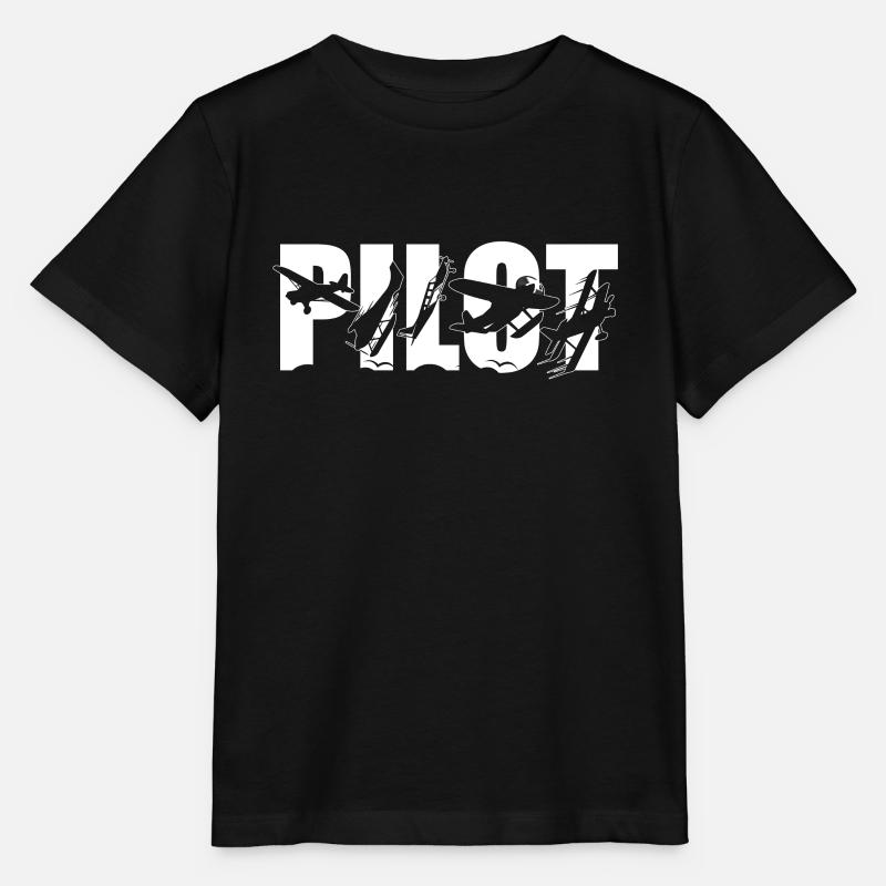 Airplane Pilot Vintage Pilot - Stanley/Stella Kinder T-Shirt MINI CREATOR  - Schwarz