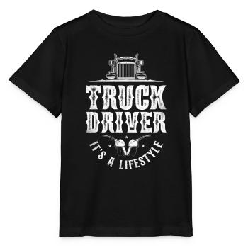 Trucker Truck Driver Vintage Truck - Stanley/Stella Kinder T-Shirt MINI CREATOR  - Schwarz - Vorne - Mikhail (115cm)