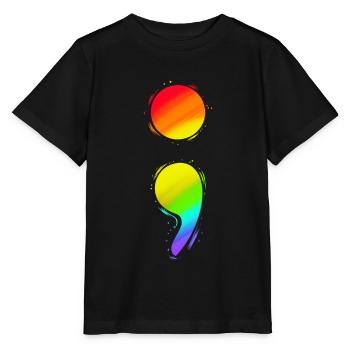 Point-virgule coloré pour la sensibilisation à la santé mentale - T-shirt bio MINI CREATOR Stanley/Stella Enfant - noir - Devant - Mikhail (115cm)