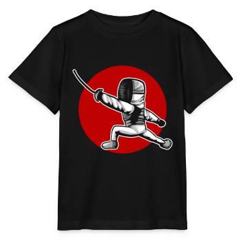 Figure d’escrime kawaii attaquant l’escrime - T-shirt bio MINI CREATOR Stanley/Stella Enfant - noir - Devant - Mikhail (115cm)