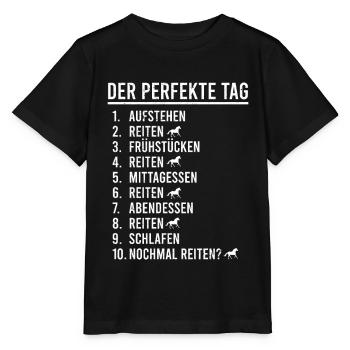 Stute oder Hengst für Reiter Reiterin Schimmel - Stanley/Stella Kinder T-Shirt MINI CREATOR  - Schwarz - Vorne - Mikhail (115cm)