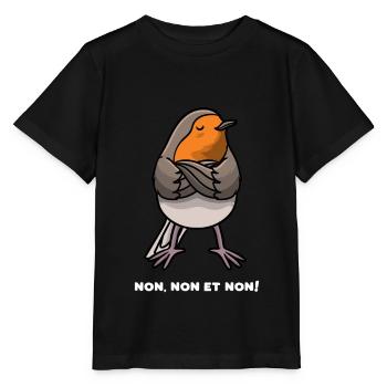 Rouge-gorge Familier Têtu Oiseau - T-shirt bio MINI CREATOR Stanley/Stella Enfant - noir - Devant - Mikhail (115cm)