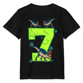 7th birthday Dino - Stanley/Stella MINI CREATOR Kids’ T-Shirt - black - Front - Mikhail (115cm)