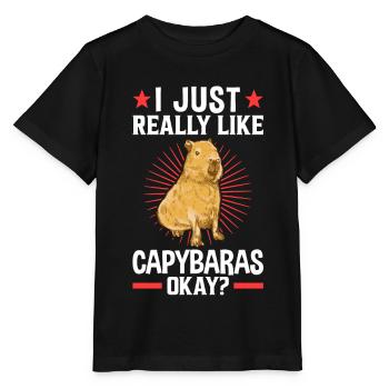 Ich mag Capybara Südamerika Wasserschwein - Stanley/Stella Kinder T-Shirt MINI CREATOR  - Schwarz - Vorne - Mikhail (115cm)