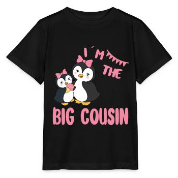 Große Cousine Pinguine - Ich werde große Cousine - Stanley/Stella Kinder T-Shirt MINI CREATOR  - Schwarz - Vorne - Mikhail (115cm)