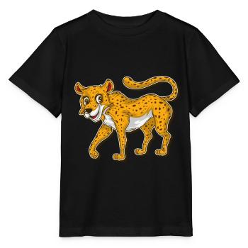 Gepard Tshirt Kinder LeoPard Jaguar Geopard Katze - Stanley/Stella Kinder T-Shirt MINI CREATOR  - Schwarz - Vorne - Mikhail (115cm)
