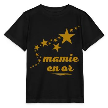 MAMIE en or - T-shirt bio MINI CREATOR Stanley/Stella Enfant - noir - Devant - Mikhail (115cm)