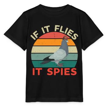 S’il vole, il espionne - Les oiseaux ne sont pas réels - T-shirt bio MINI CREATOR Stanley/Stella Enfant - noir - Devant - Mikhail (115cm)