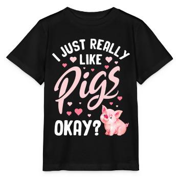 Schwein - Stanley/Stella Kinder T-Shirt MINI CREATOR  - Schwarz - Vorne - Mikhail (115cm)