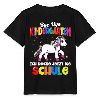 Einhorn Schulbeginn Schulanfänger Schulkind - Stanley/Stella Kinder T-Shirt MINI CREATOR  - Schwarz - Vorne - Mikhail (115cm)
