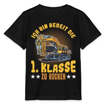 Bagger Schulbeginn Schulanfänger Schulkind - Stanley/Stella Kinder T-Shirt MINI CREATOR  - Schwarz - Vorne - Mikhail (115cm)