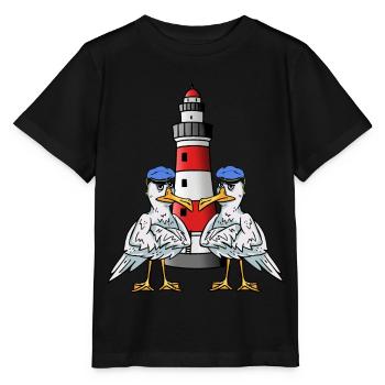 Maritim Möwen Seevögel Leuchtturm Küste Seevogel - Stanley/Stella Kinder T-Shirt MINI CREATOR  - Schwarz - Vorne - Mikhail (115cm)