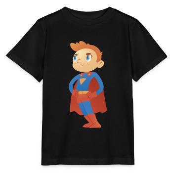 Cartoon Superhero Boy - Sauver le monde pour les enfants - T-shirt bio MINI CREATOR Stanley/Stella Enfant - noir - Devant - Mikhail (115cm)