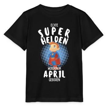 Echte Superhelden wurden im April geboren Junge - Stanley/Stella Kinder T-Shirt MINI CREATOR  - Schwarz - Vorne - Mikhail (115cm)