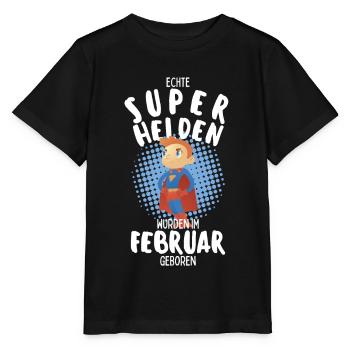 Echte Superhelden wurden im Februar geboren Junge - Stanley/Stella Kinder T-Shirt MINI CREATOR  - Schwarz - Vorne - Mikhail (115cm)