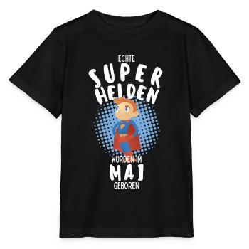 Echte Superhelden wurden im Mai geboren Junge - Stanley/Stella Kinder T-Shirt MINI CREATOR  - Schwarz - Vorne - Mikhail (115cm)