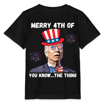 Biden dazed, merry 4th of you know - Stanley/Stella MINI CREATOR Kids’ T-Shirt - black - Front - Mikhail (115cm)