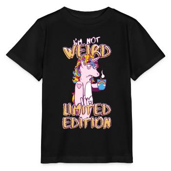 Cartoon Unicorn avec tasse à café - Édition limitée - T-shirt bio MINI CREATOR Stanley/Stella Enfant - noir - Devant - Mikhail (115cm)
