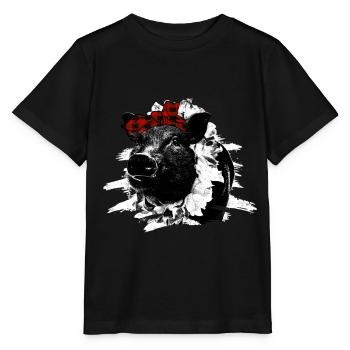Schwein Tshirt Geschenk Kinder Frauen - Stanley/Stella Kinder T-Shirt MINI CREATOR  - Schwarz - Vorne - Mikhail (115cm)