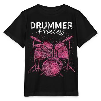 Drummer Princess Schlagzeugerin Drumset - Stanley/Stella Kinder T-Shirt MINI CREATOR  - Schwarz - Vorne - Mikhail (115cm)