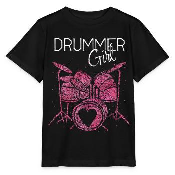 Drummer Girl Schlagzeugerin Drumming - Stanley/Stella MINI CREATOR Kids’ T-Shirt - black - Front - Mikhail (115cm)