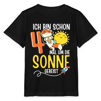 Süßer Fuchs Astronaut 4. Geburtstag Sonne Rakete - Stanley/Stella Kinder T-Shirt MINI CREATOR  - Schwarz - Vorne - Mikhail (115cm)