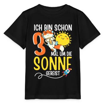 Süßer Fuchs Astronaut 3. Geburtstag Sonne Rakete - Stanley/Stella Kinder T-Shirt MINI CREATOR  - Schwarz - Vorne - Mikhail (115cm)