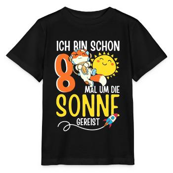 Süßer Fuchs Astronaut 8. Geburtstag Sonne Rakete - Stanley/Stella Kinder T-Shirt MINI CREATOR  - Schwarz - Vorne - Mikhail (115cm)
