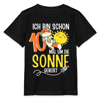 Süßer Fuchs Astronaut 10. Geburtstag Sonne Rakete - Stanley/Stella Kinder T-Shirt MINI CREATOR  - Schwarz - Vorne - Mikhail (115cm)