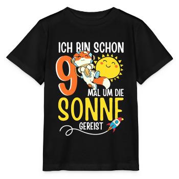 Süßer Fuchs Astronaut 9. Geburtstag Sonne Rakete - Stanley/Stella Kinder T-Shirt MINI CREATOR  - Schwarz - Vorne - Mikhail (115cm)