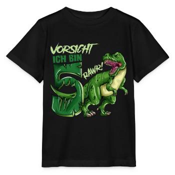 Kids Dino I'm 5 Birthday Outfit Kids - Stanley/Stella MINI CREATOR Kids’ T-Shirt - black - Front - Mikhail (115cm)