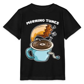 Matin Tunes Café Musique Gramophone - T-shirt bio MINI CREATOR Stanley/Stella Enfant - noir - Devant - Mikhail (115cm)
